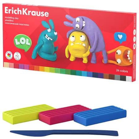 Պլաստիլին դասական ERICH KRAUSE «Jolly Friends», 24 գույն - ERICH KRAUSE (SKU: 107471) | Zangezur Pro