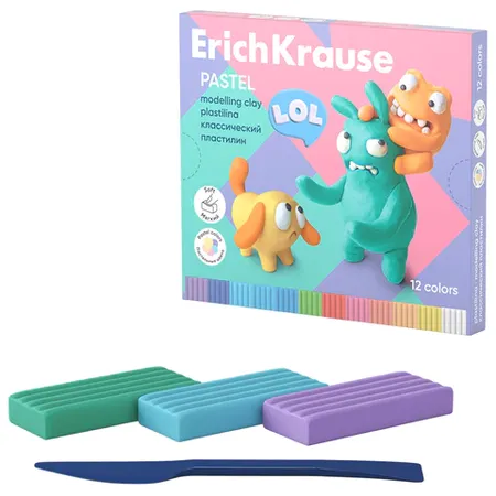 Պլաստիլին դասական ERICH KRAUSE «Jolly Friends pastel», 12 գույն - ERICH KRAUSE (SKU: 107472) | Zangezur Pro