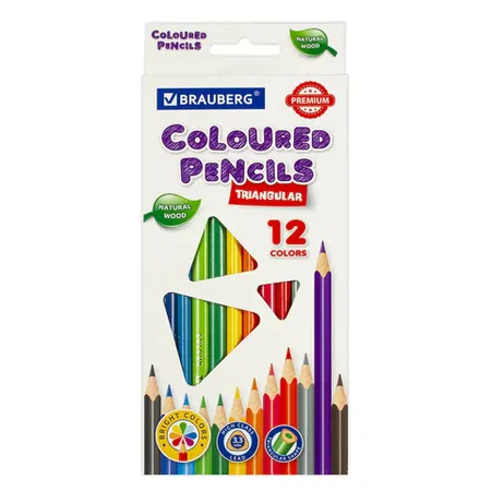 BRAUBERG PREMIUM Colored Pencils (12 Colors) - BRAUBERG (SKU: 181651) | Zangezur Pro