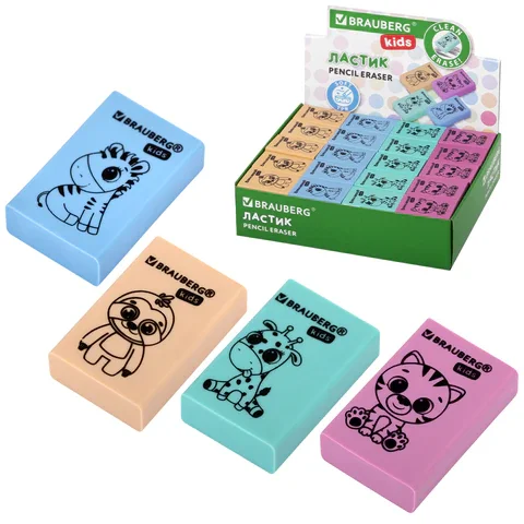 Ռետին BRAUBERG KIDS "School" (Պաստելային գույներ) - BRAUBERG KIDS (SKU: 271991) | Zangezur Pro