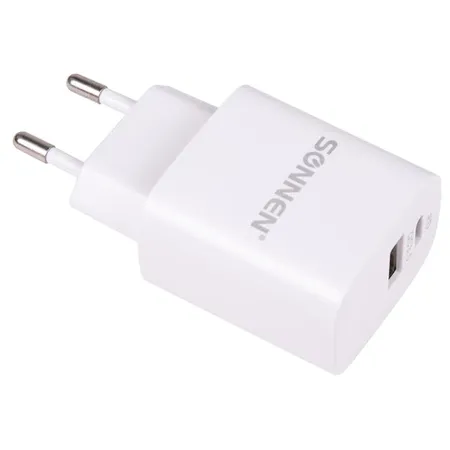 Արագ ցանցային լիցքավորիչ SONNEN USB QC 3.0 + Type-C PD 20Վտ (Սպիտակ) - SONNEN (SKU: 455505) | Zangezur Pro