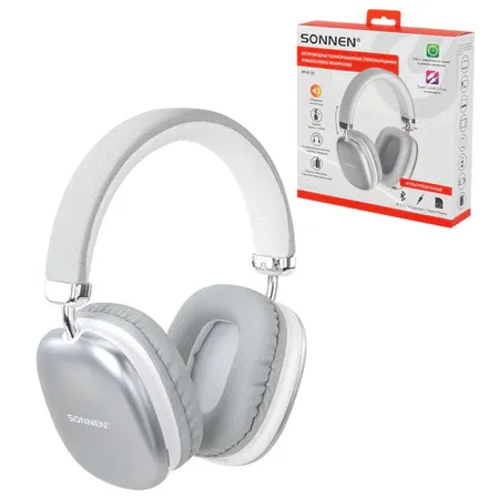 Անլար ականջակալներ SONNEN HP-B12S, Bluetooth 5.4, արծաթագույն - SONNEN (SKU: 514127) | Zangezur Pro