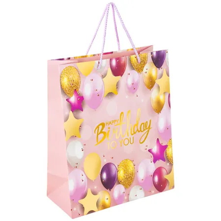 Gift Bag ZOLOTAYA SKAZKA "Happy Birthday" (Pink, 26x13x32 cm) - ЗОЛОТАЯ СКАЗКА (SKU: 608238) | Zangezur Pro